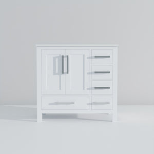English Elm White Bath Vanity 36" W X 22" D - Elegant Cultured Marble Top With Soft-Close Drawers & Storage B2731P259021-GIGA