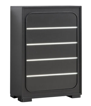 English Elm Milan Modern White Wood Chest with Built-in Led Drawer Accents and Touchless Sensor Wenge B078P497940