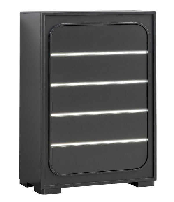 English Elm Milan Modern White Wood Chest with Built-in Led Drawer Accents and Touchless Sensor Wenge B078P497940