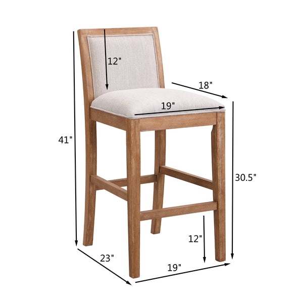 English Elm Christopher Knight Home® - 30.5 Inch Bar Stools Set of 2 with Upholstered Fabric Seats, Rubberwood Frame, 30.5" Height, 300 lb Capacity Beige,Wood N780P192217N