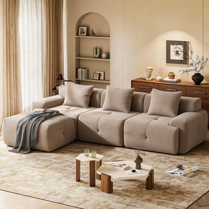 English Elm 104-taupe Modular Cloud Sectional Sofa with Ottoman Pineapple Lattice Fabric Lounge W5385P455475
