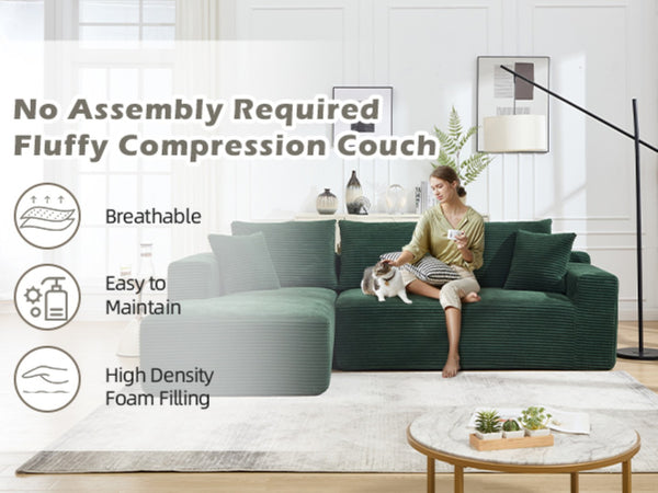 English Elm Modular Cloud Sectional with Oversized Chaise Memory Foam Fill Casual Living Room Sofa W3224S00009