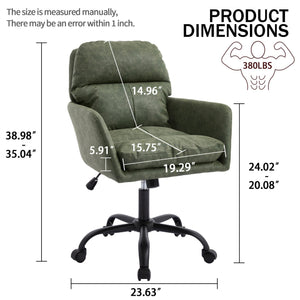 English Elm Artificial ergonomic PU leather office chair with high-density foam, stain-resistant, adjustable height support and modern minimalist design for home and workspace comfort Green W2311P282362