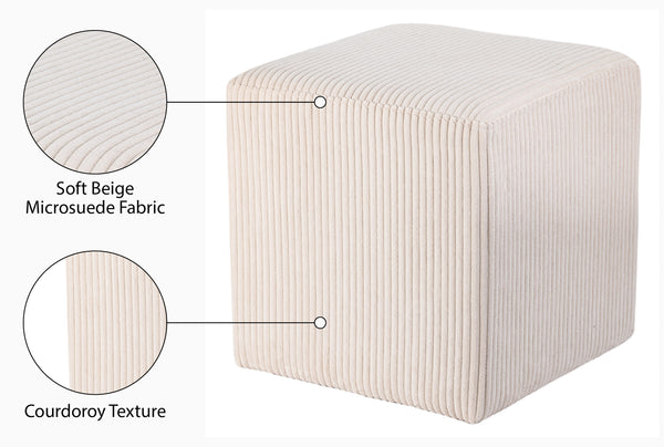 Roy Beige Microsuede Fabric Ottoman/Stool 446Beige Meridian Furniture