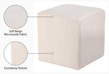 Roy Beige Microsuede Fabric Ottoman/Stool 446Beige Meridian Furniture