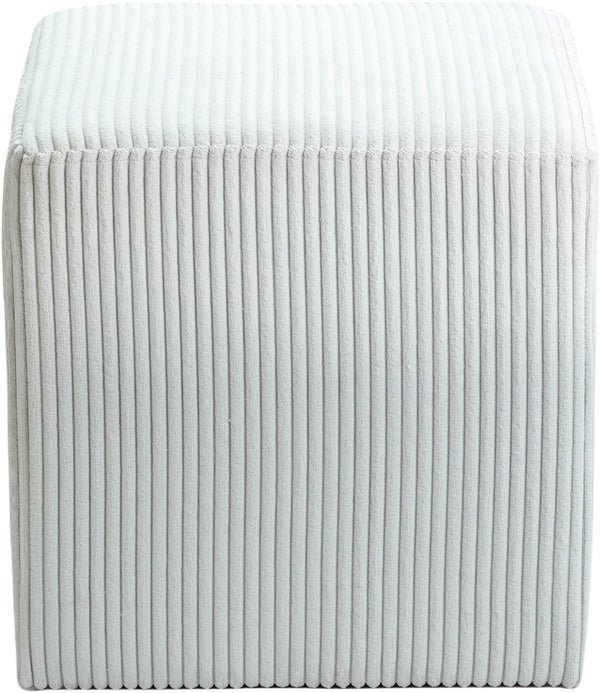 Roy Cream Microsuede Fabric Ottoman/Stool 446Cream Meridian Furniture