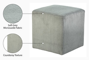 Roy Grey Microsuede Fabric Ottoman/Stool 446Grey Meridian Furniture