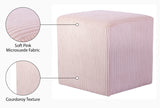 Roy Pink Microsuede Fabric Ottoman/Stool 446Pink Meridian Furniture