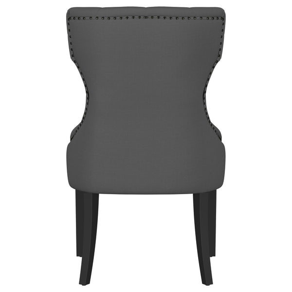 English Elm 1pc Modern Tufted Wingback Dining Chair with Curved Barrel Back, Nailhead Trim, Plush Upholstery Comfort Black,Gray 28.74 L x 27.95 W x 25.2 H B011P301372