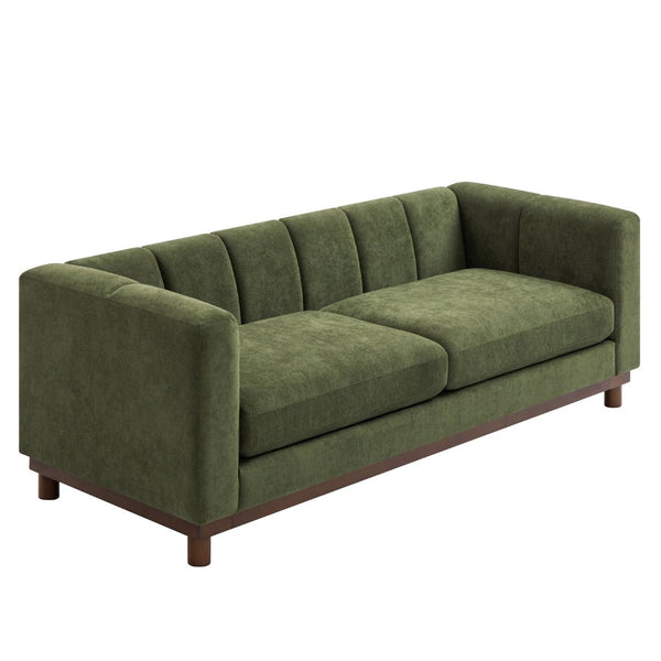 English Elm Modern Chenille Loveseat with Pocket Spring Support for Apartment Living Rooms Green N763S000070F