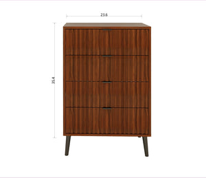 English Elm Wooden Antique Brown Chest of Drawers — Modern Slatted Design, Durable Engineered Wood, Versatile Storage Organizer for Bedroom or Living Room (32.7x20.9x8.3) W2139P306380