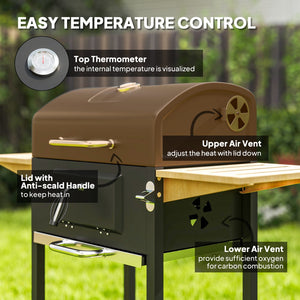 English Elm Outsunny Barrel Charcoal Bbq Grill with 245 Sq in Cooking Area and Adjustable Heat W2225P485633