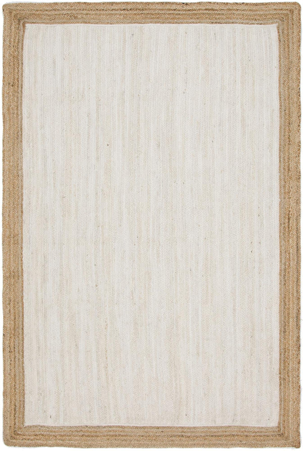 Unique Loom Braided Jute Goa Hand Braided Border Rug White, Natural 6' 1" x 9' 0"