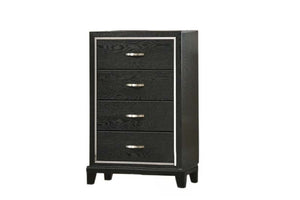 English Elm Contemporary Matte Black 4-drawer Chest with Chrome Handles and Tapered Wood Legs B011P447449