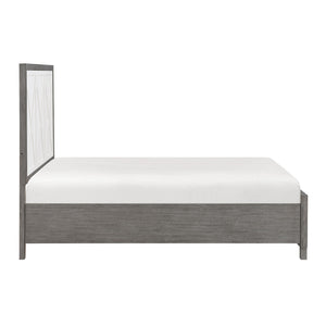 English Elm Queen Platform Bed with Footboard Storage, Ivory & Gray Finish, 2 Drawers, Modern Sturdy Frame B011S01673