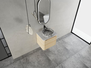 English Elm 24'' Wall-Mounted Bathroom Vanity With Ceramic Vessel Sink & Soft-Close Door For Small Spaces W999S00460