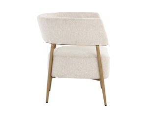 Sunpan Maestro Lounge Chair - Contemporary Curved Design with Antique Brass Legs for Luxurious Comfort Dove Cream