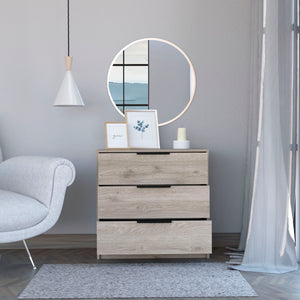 English Elm Kaia 3-Drawer Dresser Light Gray with Superior Top — Durable Particle Board Storage, 27"H x 27.5"W B07091878