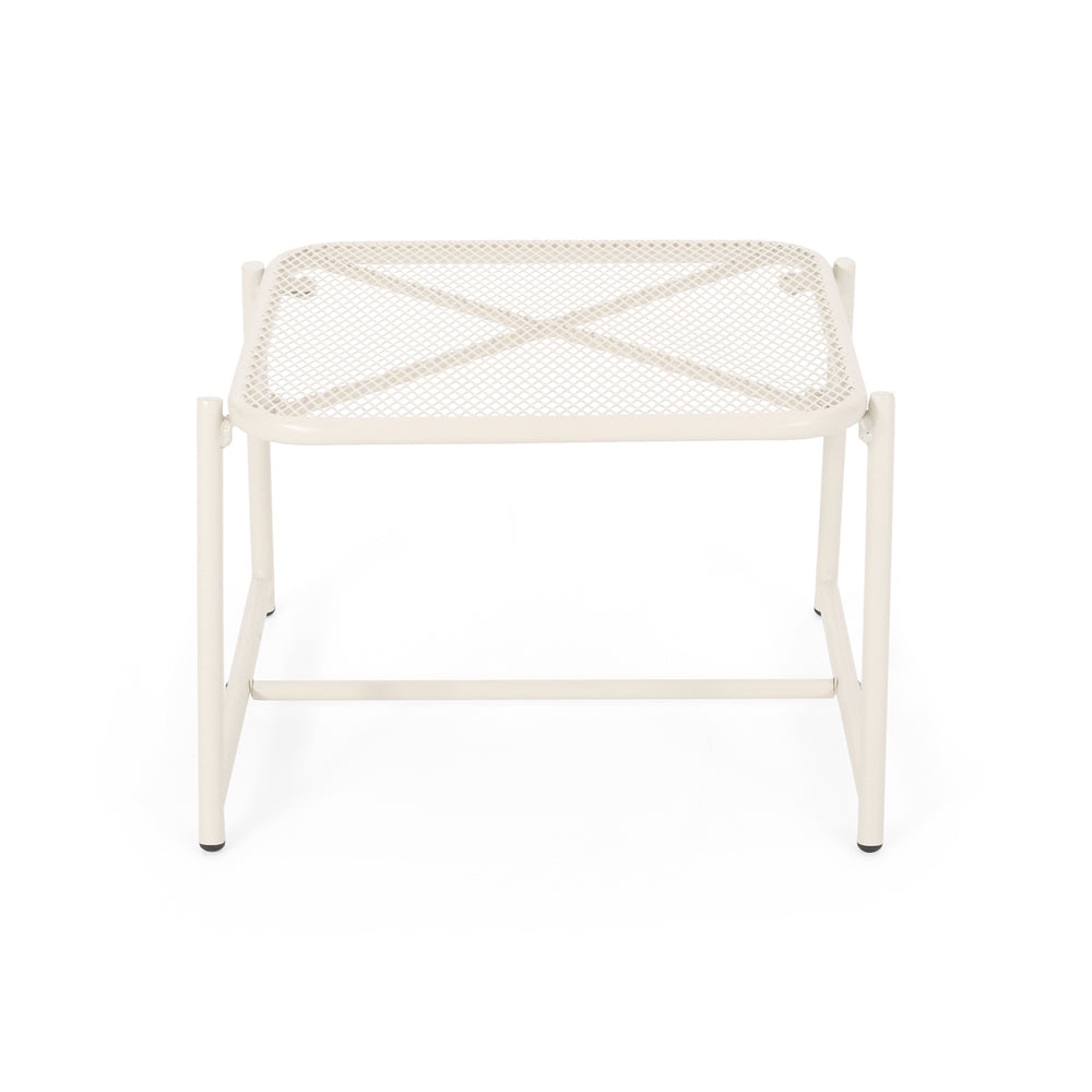 English Elm Christopher Knight Home® - KINCAID Matte White 13"H Side Table – Modern Iron Sled Base, Compact 19.5"W x 18"D Accent Table 65201.00WHI
