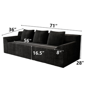 English Elm 71" Corduroy Tufted Loveseat with Deep Seat and Curved Back for Compact Living Spaces Antique Black W5571P440914