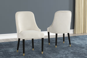 English Elm Contemporary Velvet Upholstered Rounded Back Dining Chairs with Gold Accent Legs Set of 2, Elegant Comfort Cream 30.12 L x 24.22 W x 22.25 H B011P290550