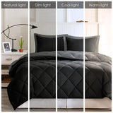 Madison Park Essentials Larkspur Casual 3M Scotchgard Diamond Quilting Reversible Down Alternative Comforter Set BASI10-0203 Black/Grey