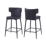 Christopher Knight Home® - Noble House - - 28Inch Counter Height Bar Stools Set Of 2, Modern Bar Upholstered Chairs With Pu Leather, Metal Footrest And Frame For Kitchen Island, Bar Table, Dining Room, Black