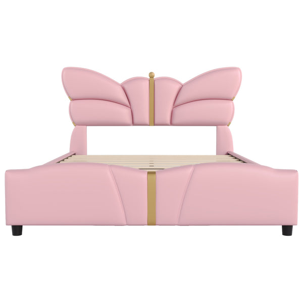 English Elm Christopher Knight Home® - Queen Plush Leather Upholstered Bed Frame with Wingback Headboard, Wavy Footboard, Quiet Support Light Pink 82 L x 10 W x 3.25 H N761S0000019H
