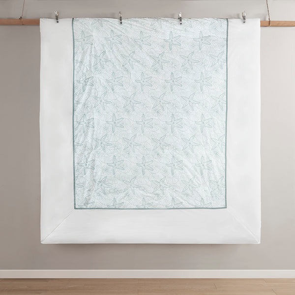 JLA Home Harbor House Blue - Duvet Harbor House Maya Bay Seafoam Embroidered Seashells & Sand Dollars 200TC Cotton Set 106 L x 90 W x 0.13H HH12-1227