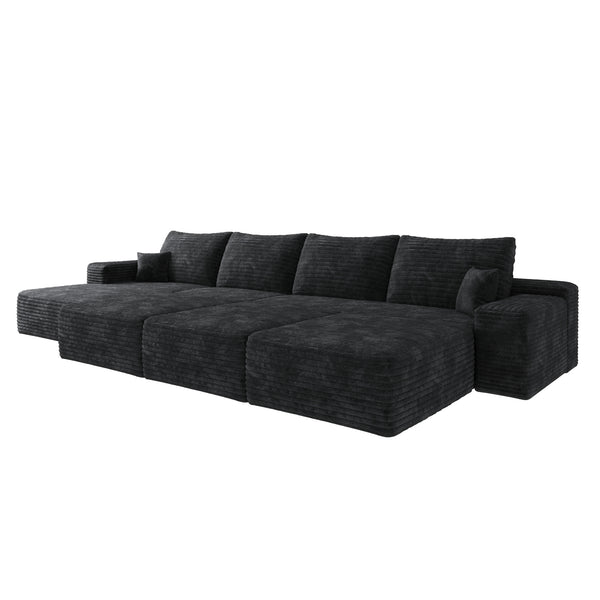 English Elm 135"Large Modular Cloud Sofa – Plush Corduroy, No Assembly, Seats 6, Versatile For Living Spaces! W2824S00036