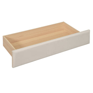 English Elm Twin Upholstered Daybed with Velvet Finish, High Back Shelves, Flip Cabinets, Drawers & Side Table Beige SF000196AAA