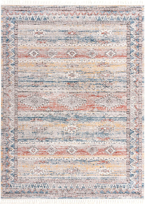 Unique Loom Aramis Tal Machine Made Tribal Rug Multi, Black/Blue/Orange/Rust Red/Ivory 9' 0" x 12' 2"