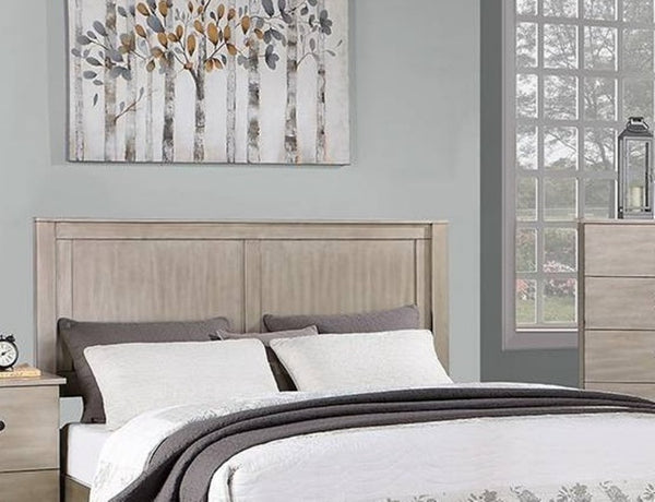 English Elm Rustic California King Panel Bed with Footboard Drawer and Antique Silver Hardware B011S02097