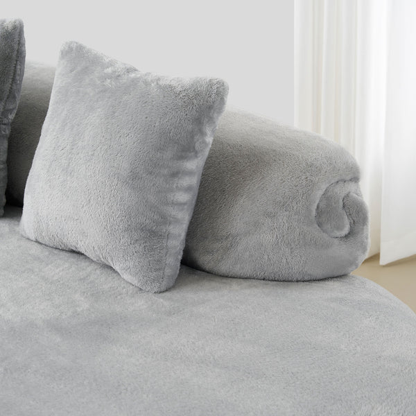 English Elm Modern curved modular sofa with dark plush upholstery, ergonomic design, versatile multi-seat lounge solution for contemporary living rooms LIGHT GREY W3612S00007