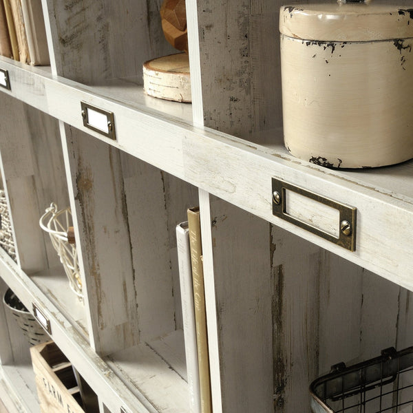 English Elm Bookcase, Modern White Finish With Ten Cubbies For Stylish Storage And Display In Any Room B356P402783
