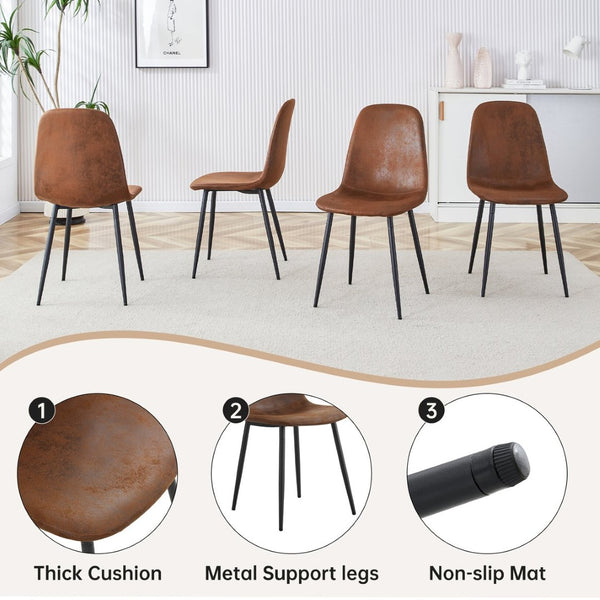 English Elm Table and Chair Set Retro Industrial 55 Inch Rectangular Black Textured Top Brown Seats W1151S04383