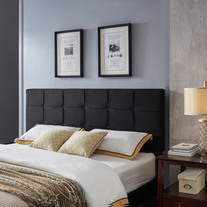 English Elm Christopher Knight Home® - King Linen Upholstered Headboard with Tufted Waffle Stitch, Piped Edges & Adjustable Height, 81" Black 66869.00BLK