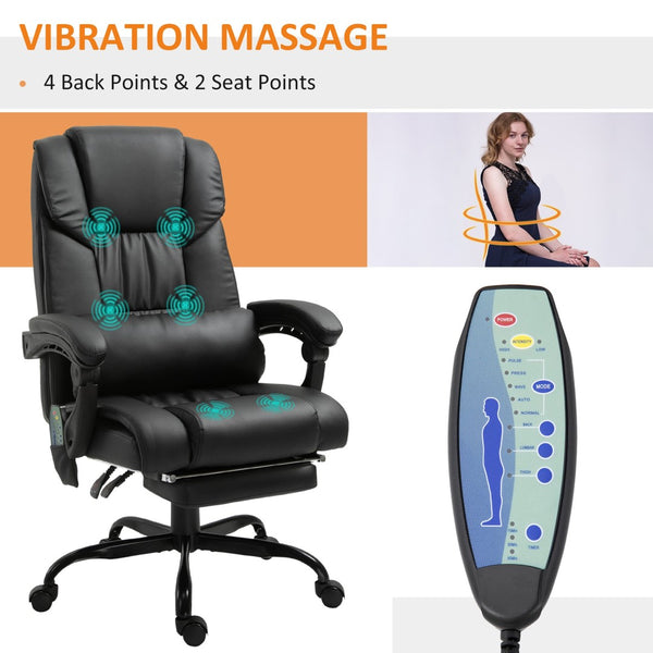 English Elm Vinsetto Ergonomic High Back Massage Office Chair With 6 Vibration Points And Adjustable Footrest W2225P217487-GIGA