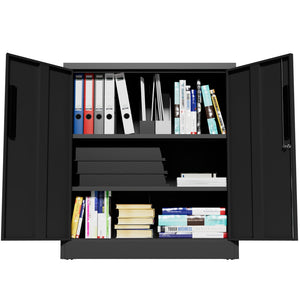 English Elm Metal Lockable Steel Cabinet Two Adjustable Shelves Garage Office Utility Storage T2398P442669