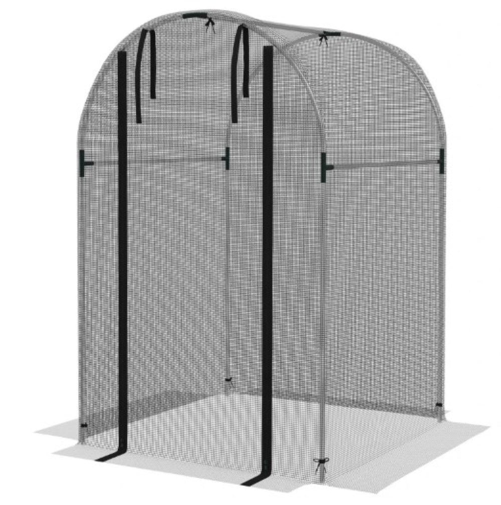 English Elm Plant Cage Galvanized Steel Garden Enclosure with Hdpe Mesh and Zippered Walk-in Door T3971P423118