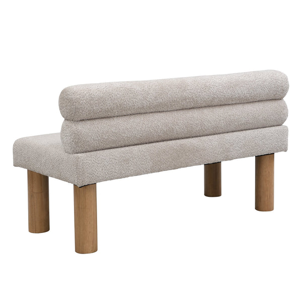 English Elm Christopher Knight Home® - Upholstered Bouclé Dining Bench with 330lb Capacity, Easy Assembly, Sponge Seat, Rubber Wood Legs Light Gray,Natural N779P292154E