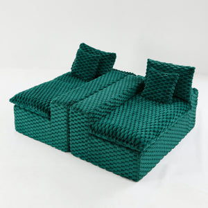 English Elm Luxury Turtle Velvet Multifunctional Sofa - Convertible Green Modular Seating for Family, 400lb Capacity W3371S00043