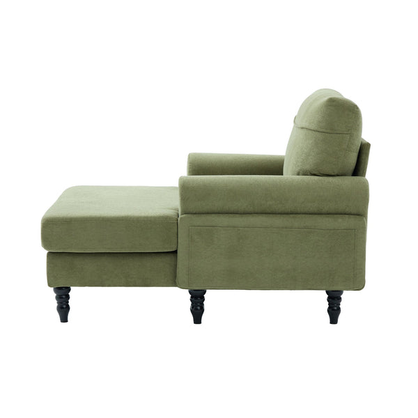 English Elm Modern Chenille Fabric Recliner Chaise Lounge Sofa with High-Resilience Foam, 550LB Capacity, Cozy Plush Backrest and Armrests for Living Room Relaxation Olive Green W395P371338