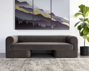 Sunpan Ionic Sofa - Contemporary Elegance with Rounded Comfort, Luxurious Upholstery for Any Space Meg Ash