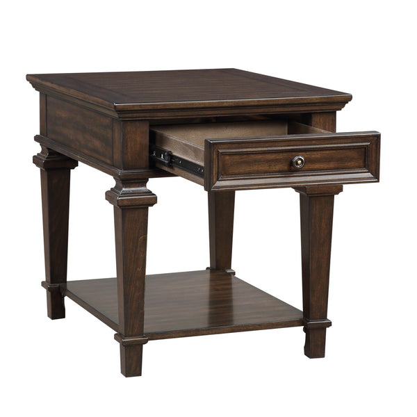 English Elm Traditional Classic End Table with Storage Drawer and Open Shelf Birch Veneer Finish for Living Room Espresso 41.75 L x 26.5 W x 11 H B011P291538