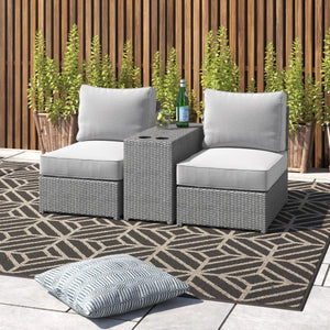 English Elm LSI All-Weather 2-Person Wicker Conversation Set with Cushions, Rust-Resistant Frame, Machine-Washable Covers B120S00068