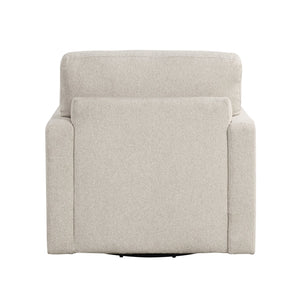 English Elm 1pc Plush Swivel Chair Beige Boucle Upholstery with Lumbar Pillow, Ergonomic 360° Rotation, Modern Comfort B011P304429