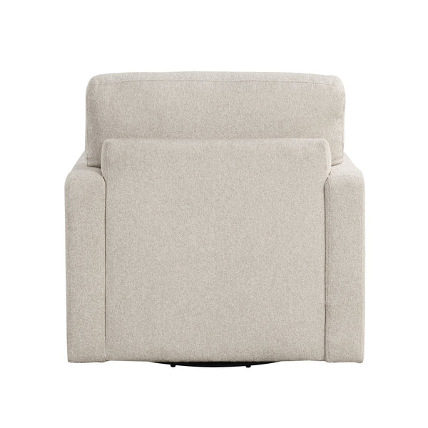 English Elm 1pc Plush Swivel Chair Beige Boucle Upholstery with Lumbar Pillow, Ergonomic 360° Rotation, Modern Comfort B011P304429