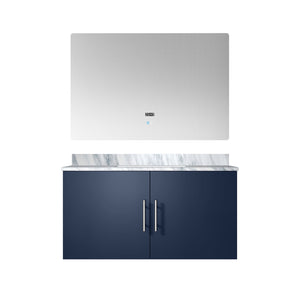 English Elm Navy Blue Bath Vanity With Carrara Marble Top & 36" Led Mirror - Stylish Storage & Easy Setup! B2731S00758
