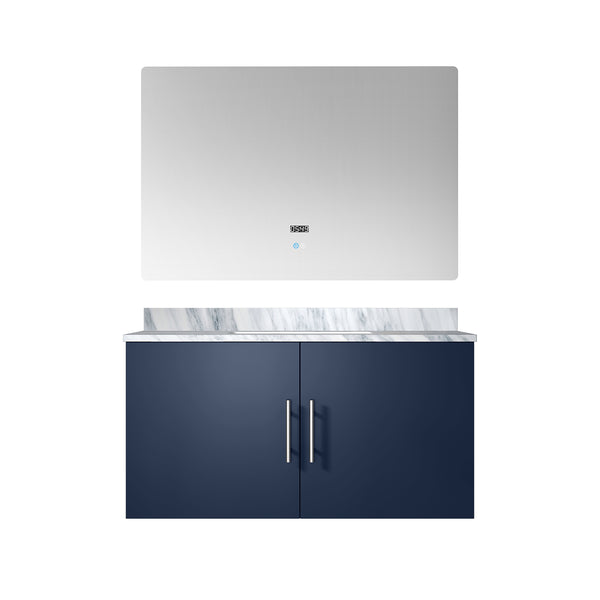English Elm Navy Blue Bath Vanity With Carrara Marble Top & 36" Led Mirror - Stylish Storage & Easy Setup! B2731S00758